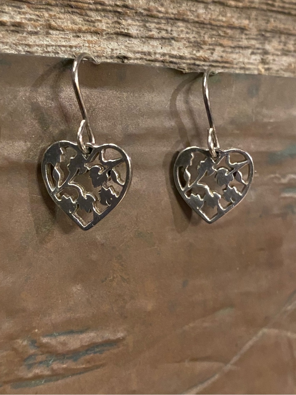 Sterling Silver Heart Cutout Drop Earrings - Women Jewelry